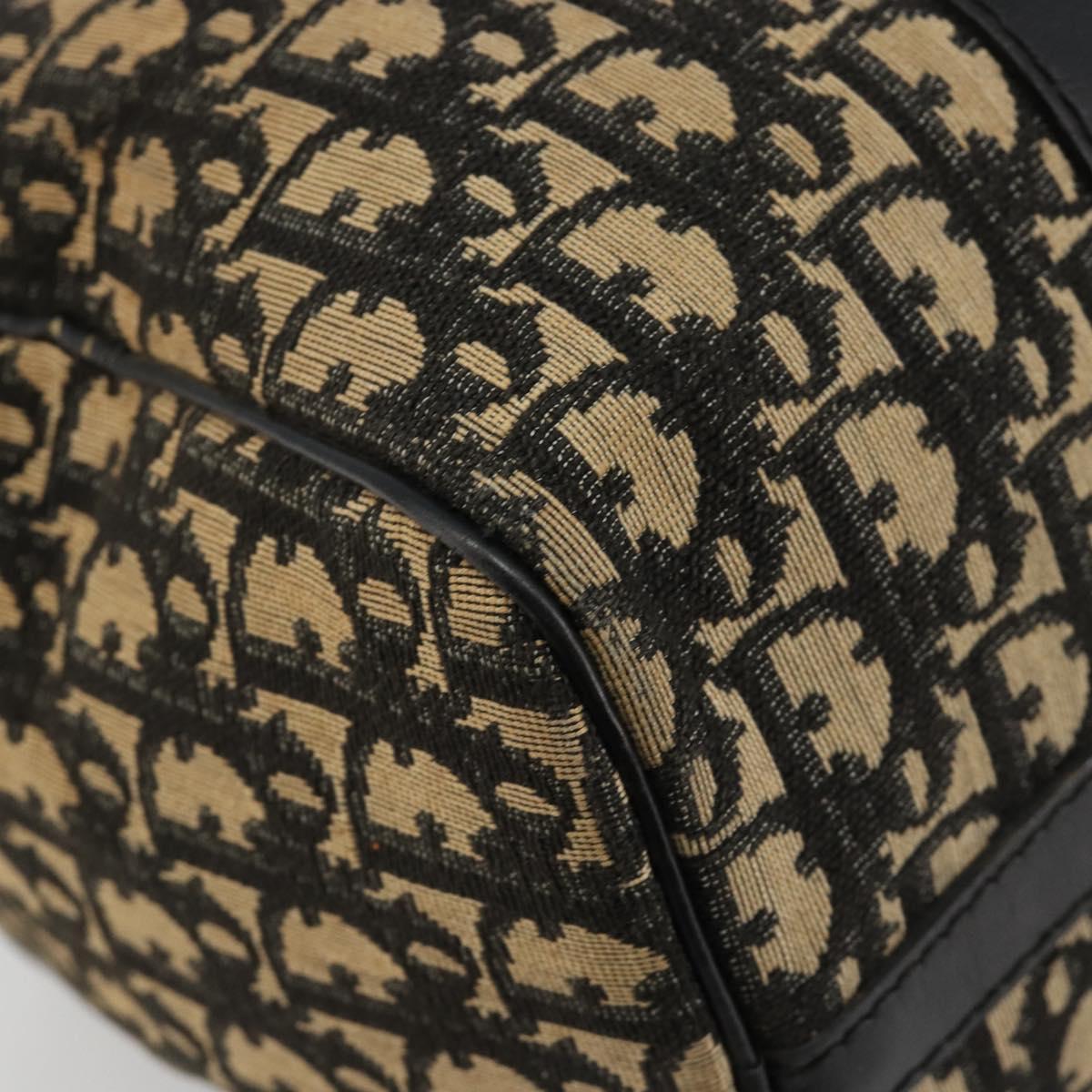 Christian Dior Trotter Canvas Hand Bag Navy Gold Auth 183363