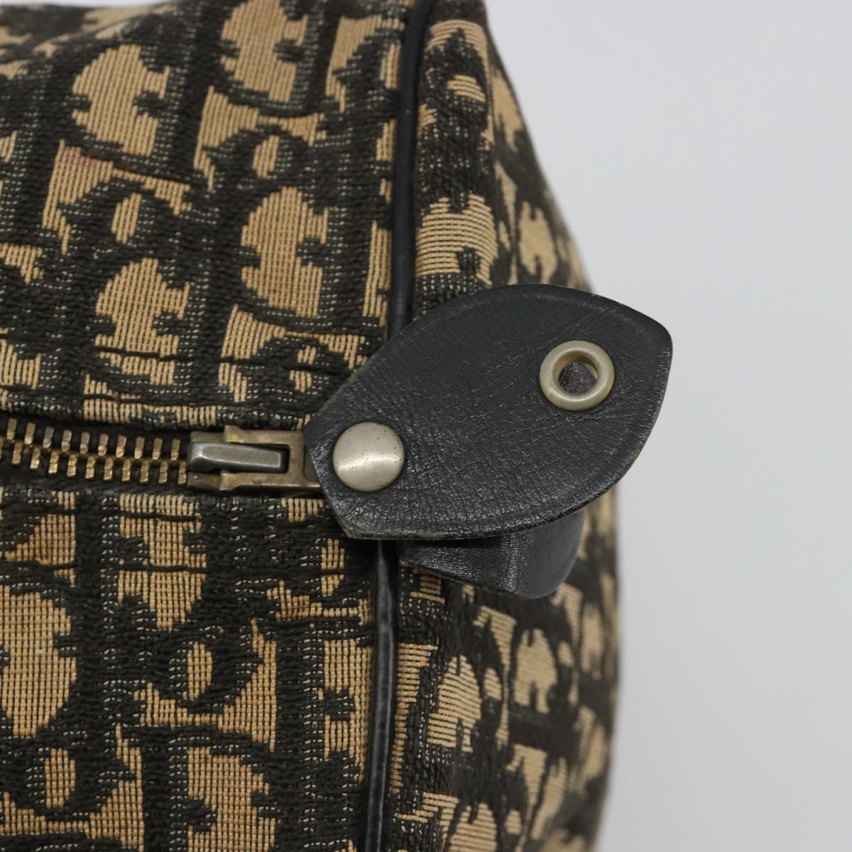 Christian Dior Trotter Canvas Hand Bag Navy Gold Auth 183363