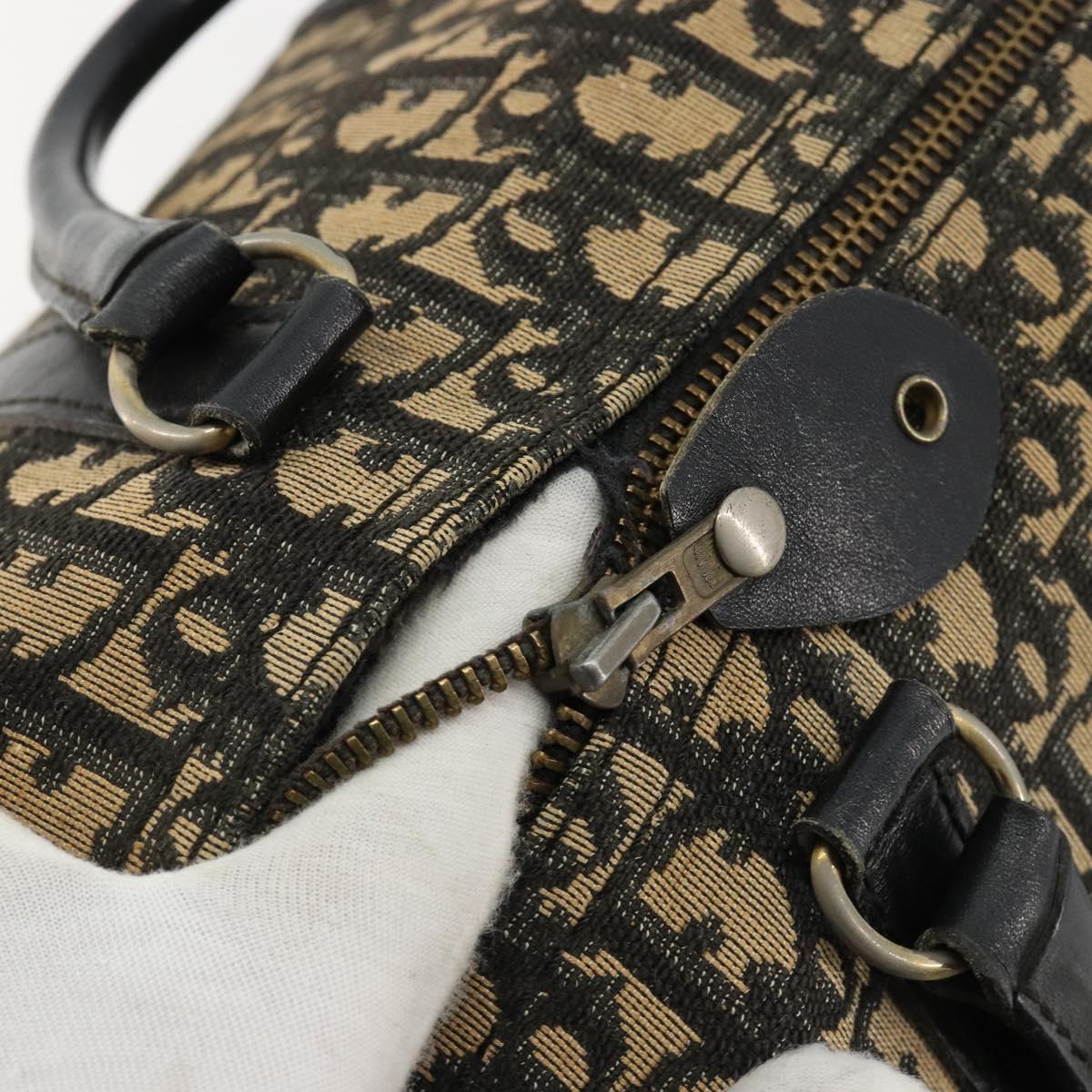 Christian Dior Trotter Canvas Hand Bag Navy Gold Auth 183363