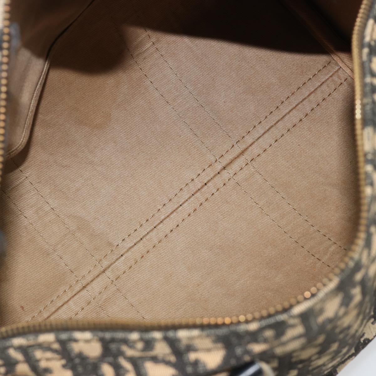 Christian Dior Trotter Canvas Hand Bag Navy Gold Auth 183363