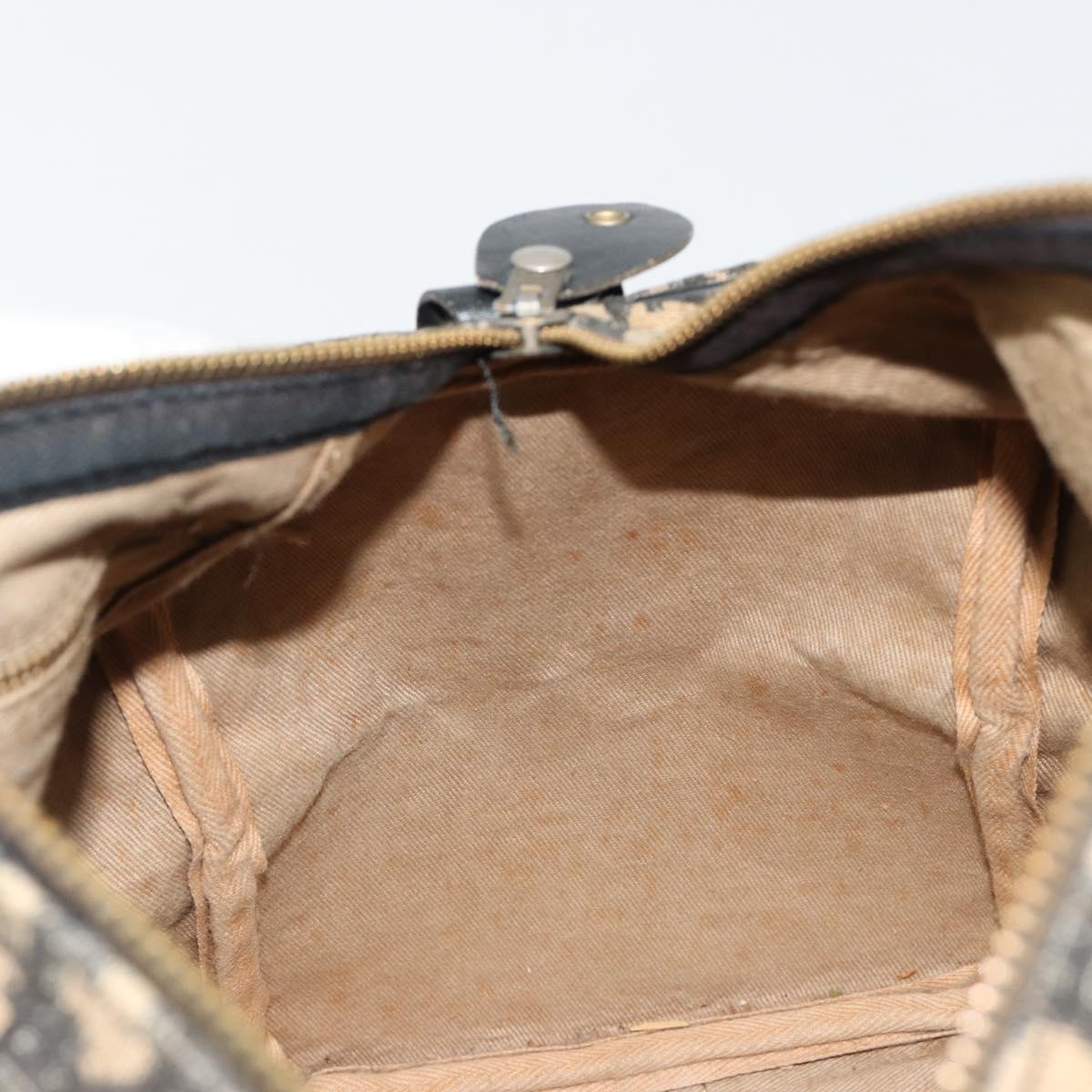 Christian Dior Trotter Canvas Hand Bag Navy Gold Auth 183363