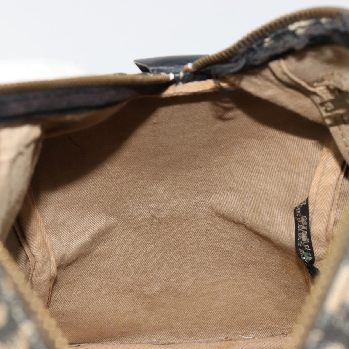 Christian Dior Trotter Canvas Hand Bag Navy Gold Auth 183363