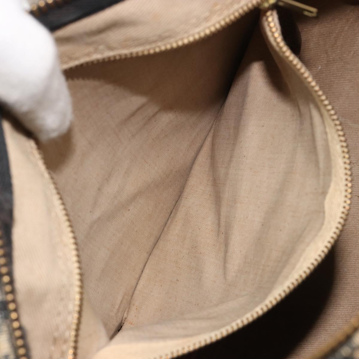 Christian Dior Trotter Canvas Hand Bag Navy Gold Auth 183363