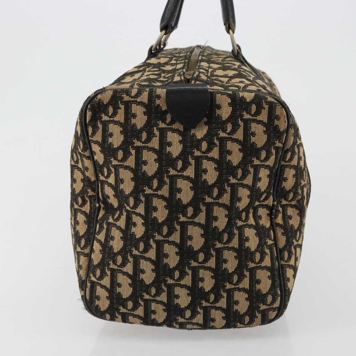 Christian Dior Trotter Canvas Hand Bag Navy Gold Auth 183363