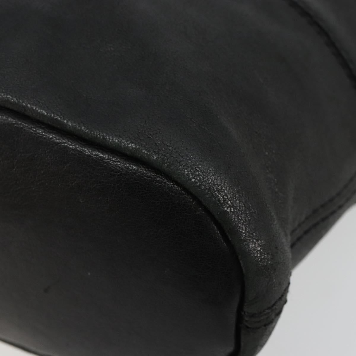GIVENCHY Hand Bag Leather 2way Black Gold Auth 183364