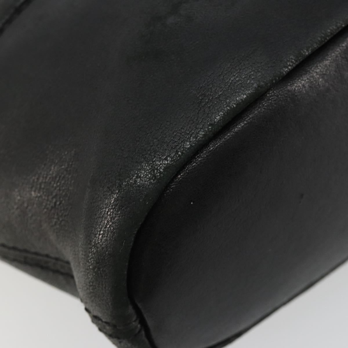 GIVENCHY Hand Bag Leather 2way Black Gold Auth 183364