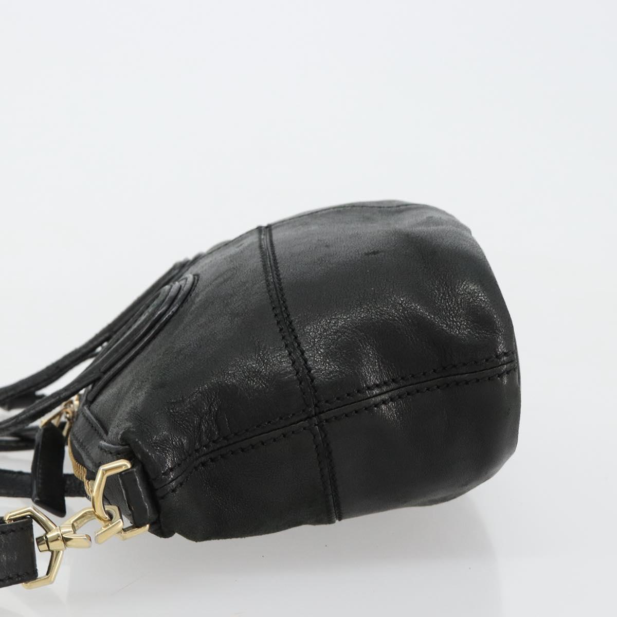 GIVENCHY Hand Bag Leather 2way Black Gold Auth 183364