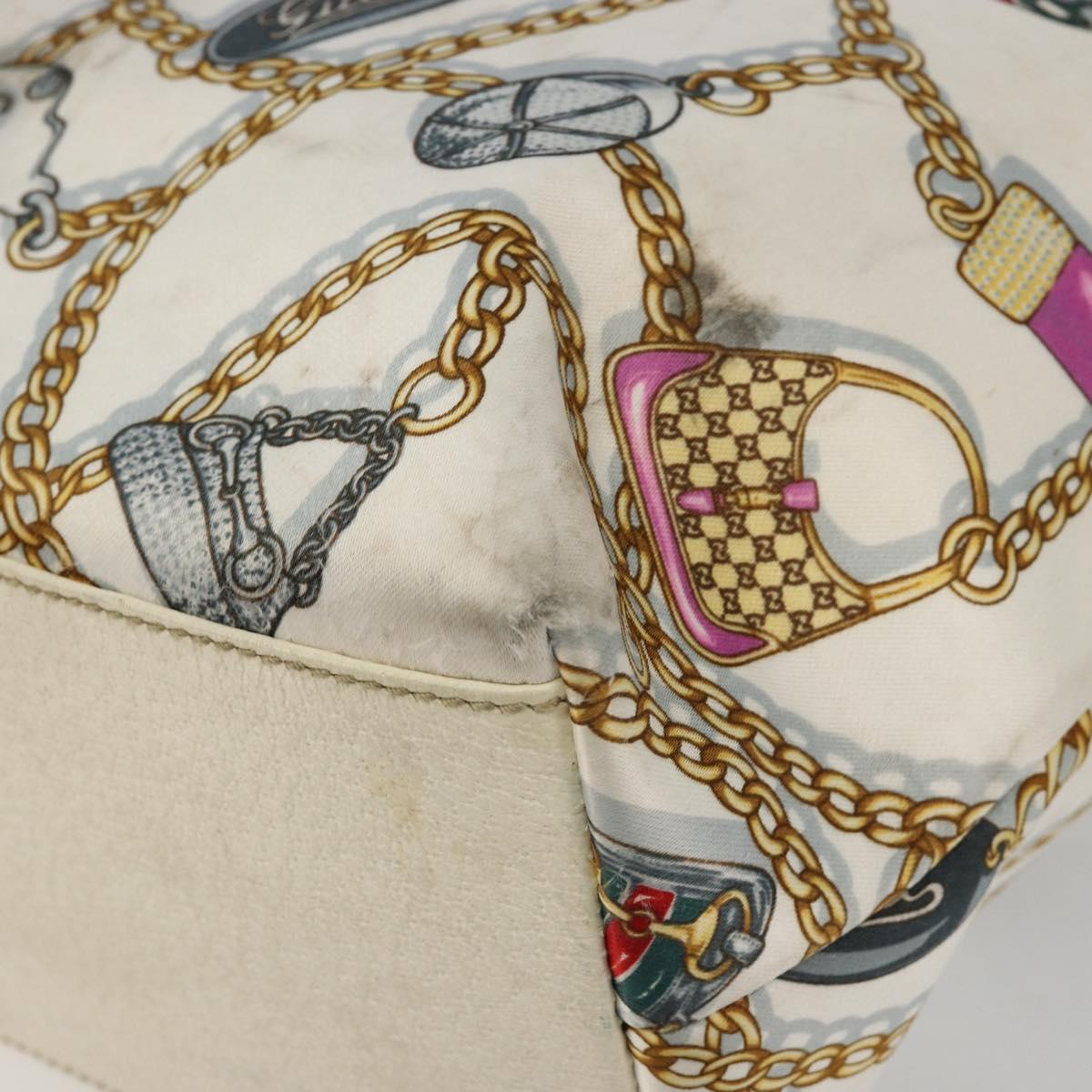 GUCCI Tote Bag Satin White Gold 153009 Auth 183366