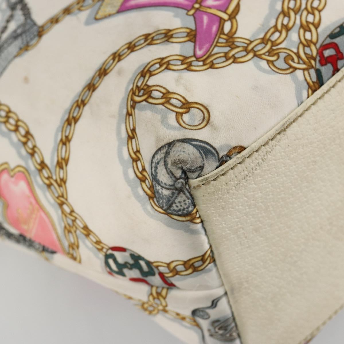 GUCCI Tote Bag Satin White Gold 153009 Auth 183366