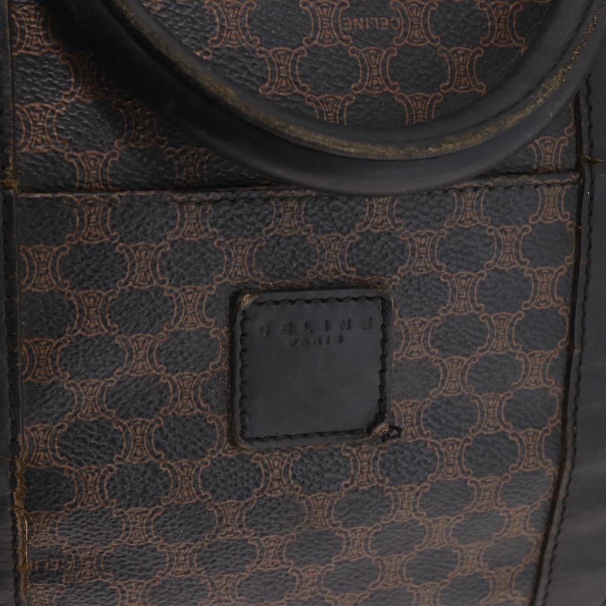 CELINE Macadam Canvas Boston Bag PVC Leather Black Gold Auth 183367