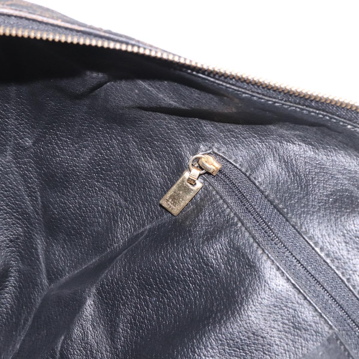 CELINE Macadam Canvas Boston Bag PVC Leather Black Gold Auth 183367
