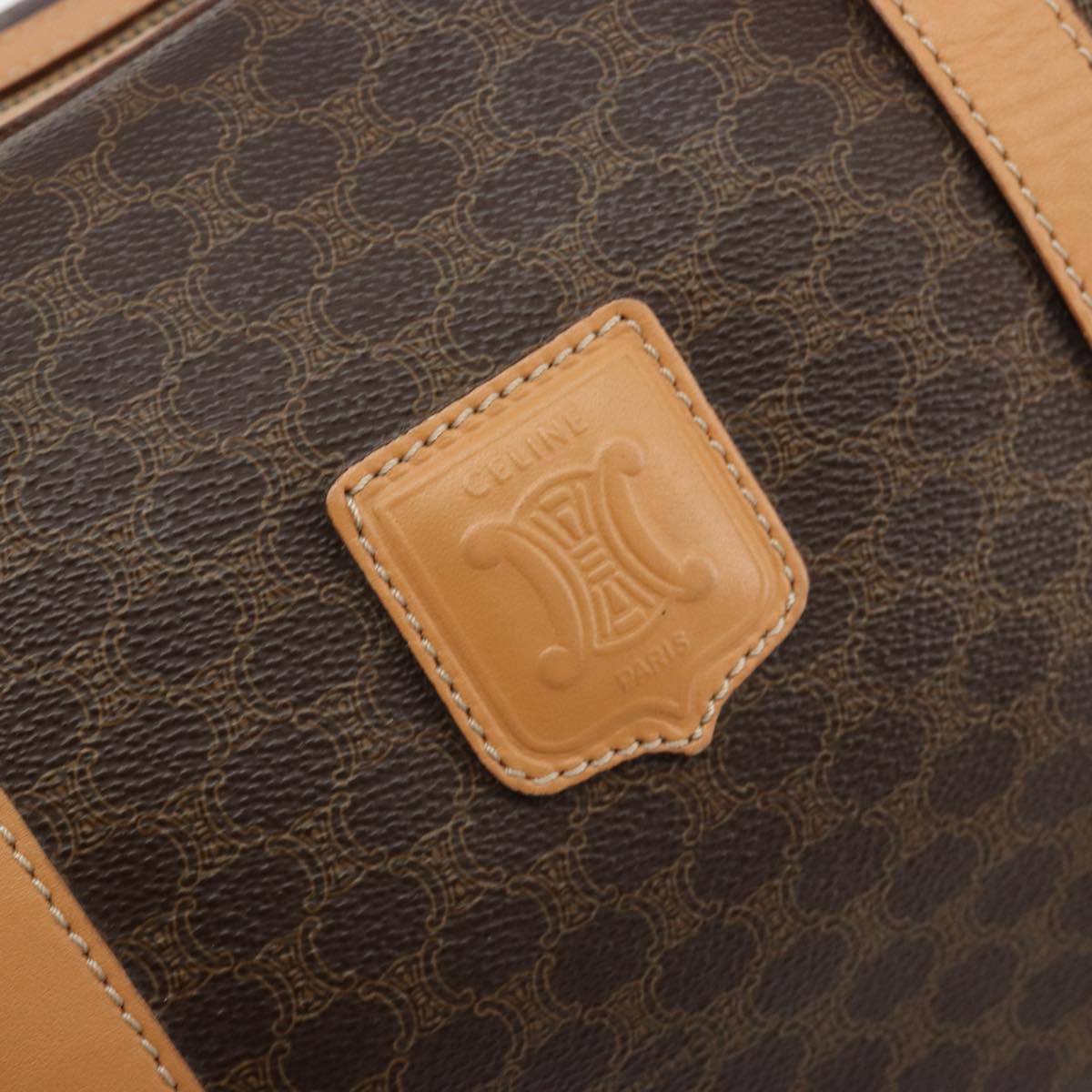 CELINE Macadam Canvas Hand Bag PVC Leather Brown Gold Auth 183369A