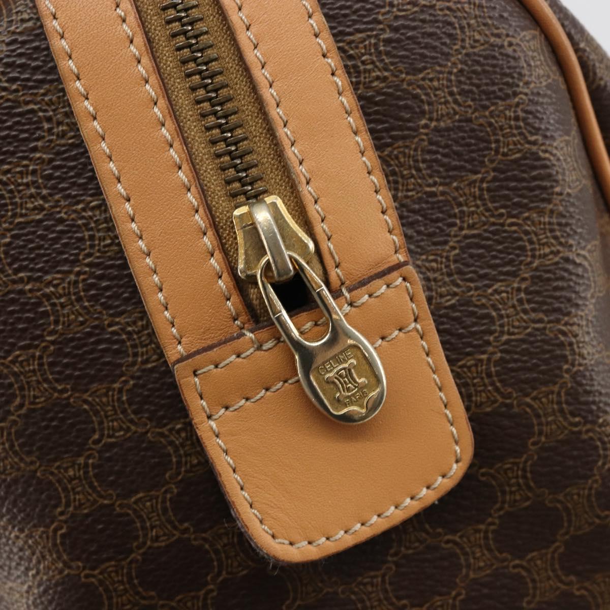 CELINE Macadam Canvas Hand Bag PVC Leather Brown Gold Auth 183369A