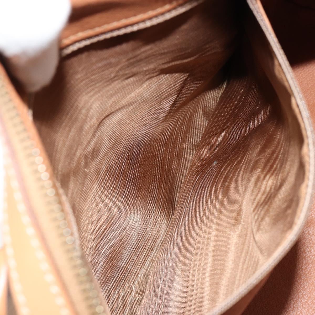 CELINE Macadam Canvas Hand Bag PVC Leather Brown Gold Auth 183369A