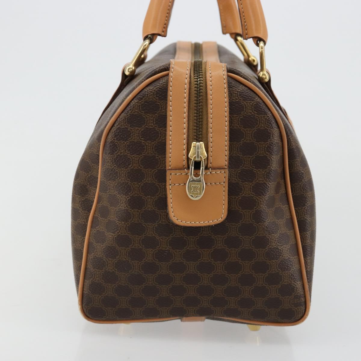 CELINE Macadam Canvas Hand Bag PVC Leather Brown Gold Auth 183369A