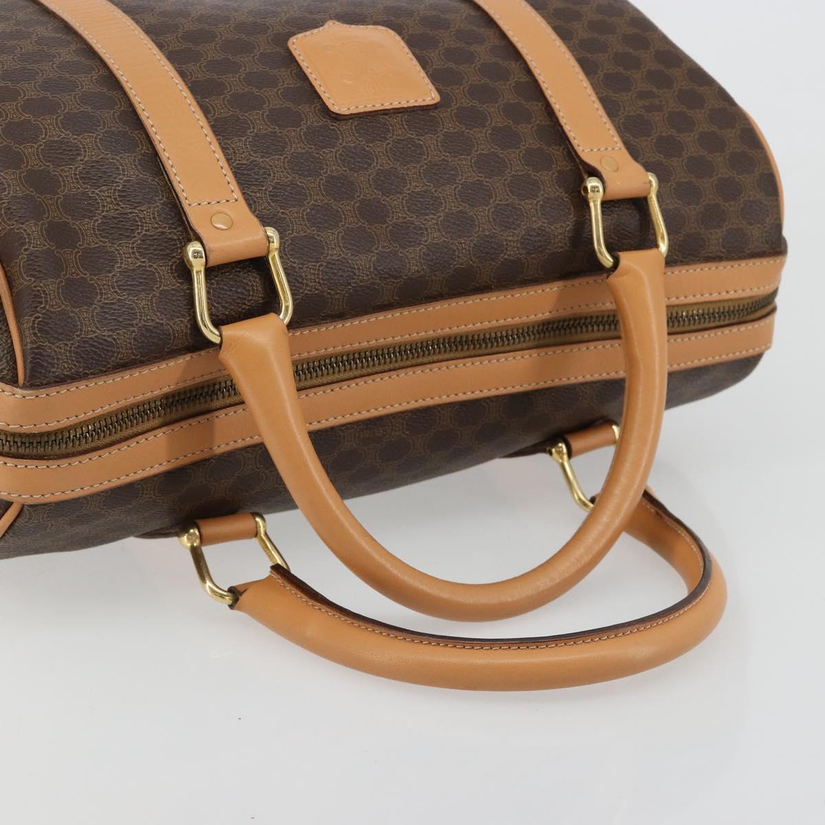 CELINE Macadam Canvas Hand Bag PVC Leather Brown Gold Auth 183369A