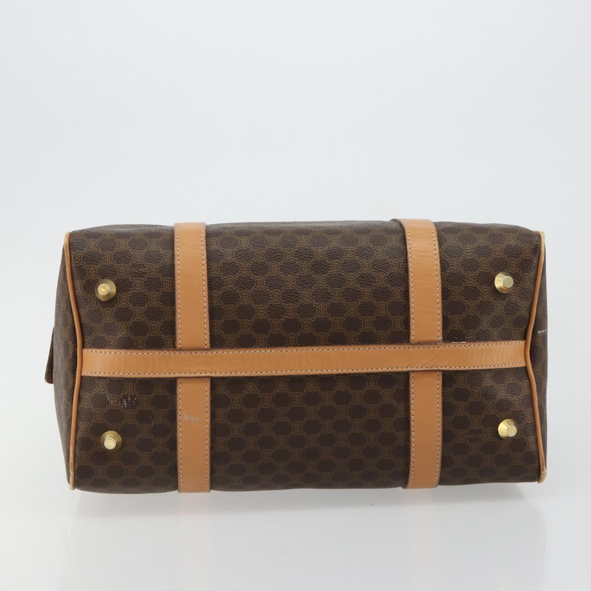 CELINE Macadam Canvas Hand Bag PVC Leather Brown Gold Auth 183369A