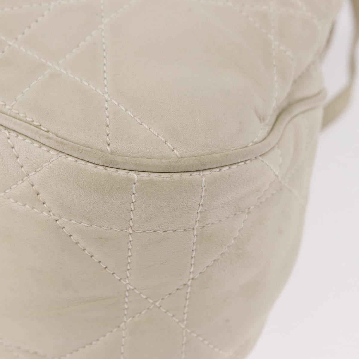 Christian Dior Purse Lady Dior Hand Bag Leather Ivory Auth 183372