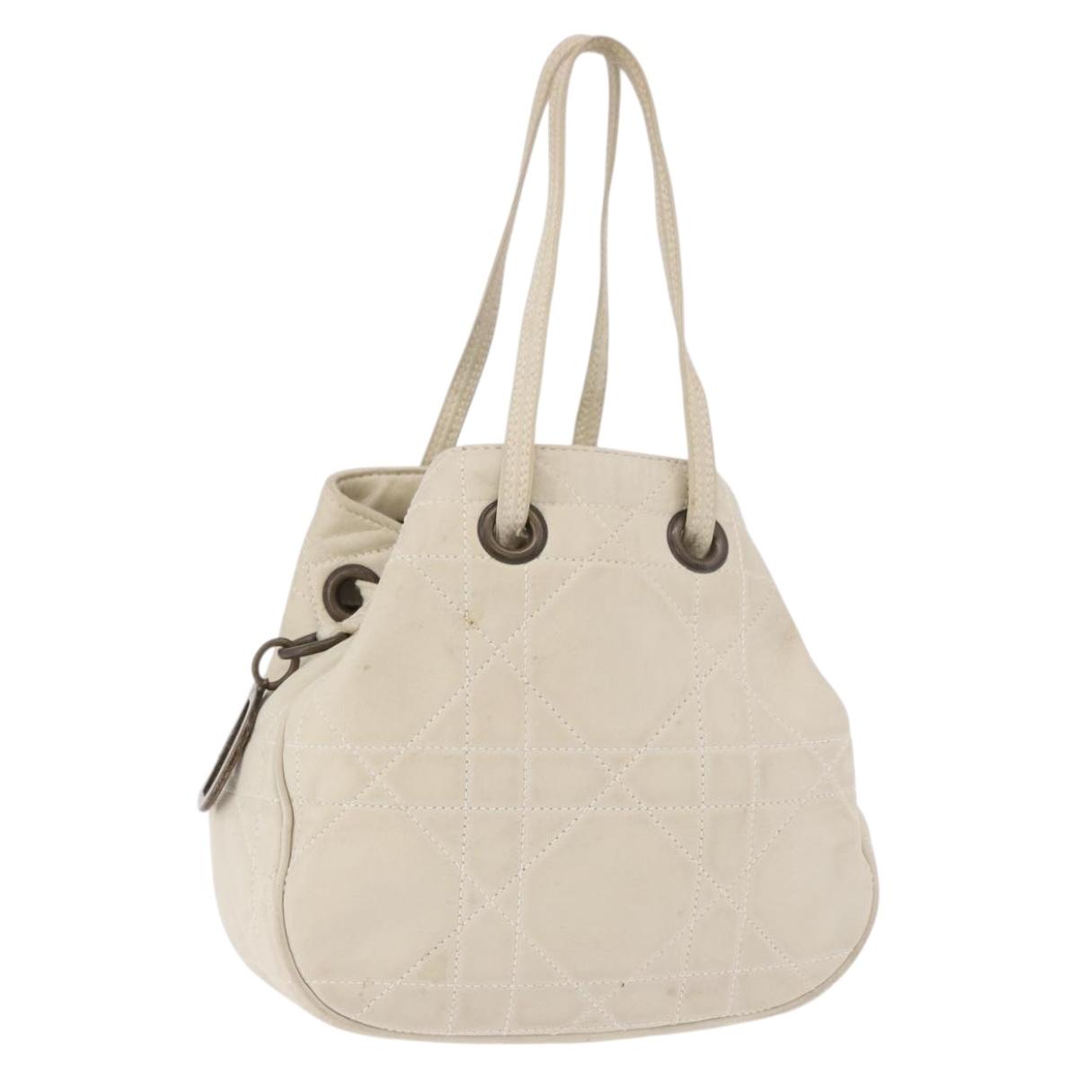 Christian Dior Purse Lady Dior Hand Bag Leather Ivory Auth 183372