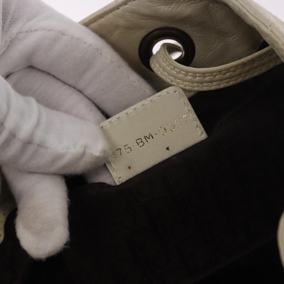 Christian Dior Purse Lady Dior Hand Bag Leather Ivory Auth 183372