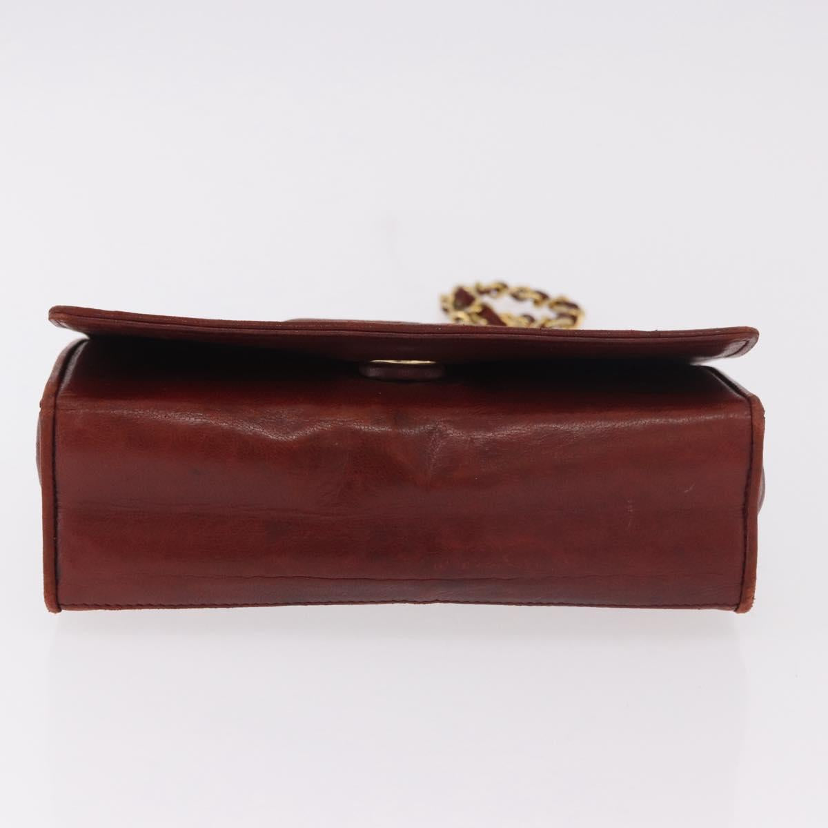 CHANEL Chain Shoulder Bag Lamb Skin Bordeaux Gold CC Auth 183375