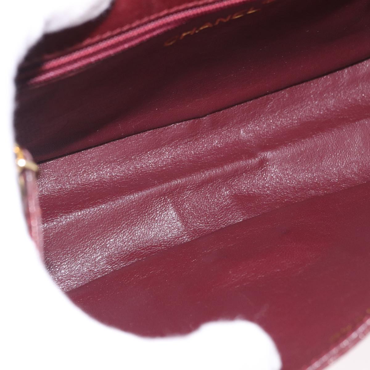 CHANEL Chain Shoulder Bag Lamb Skin Bordeaux Gold CC Auth 183375