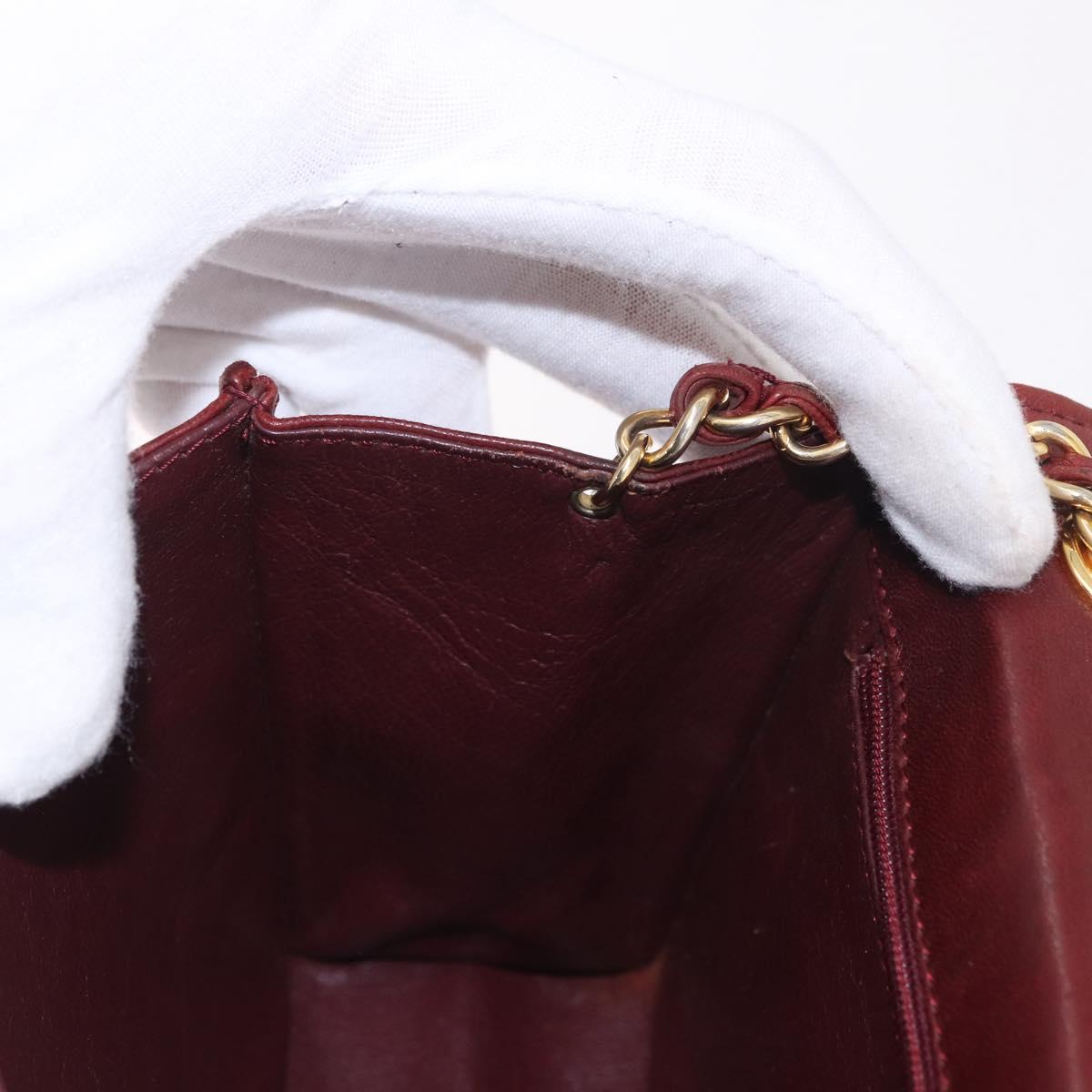 CHANEL Chain Shoulder Bag Lamb Skin Bordeaux Gold CC Auth 183375
