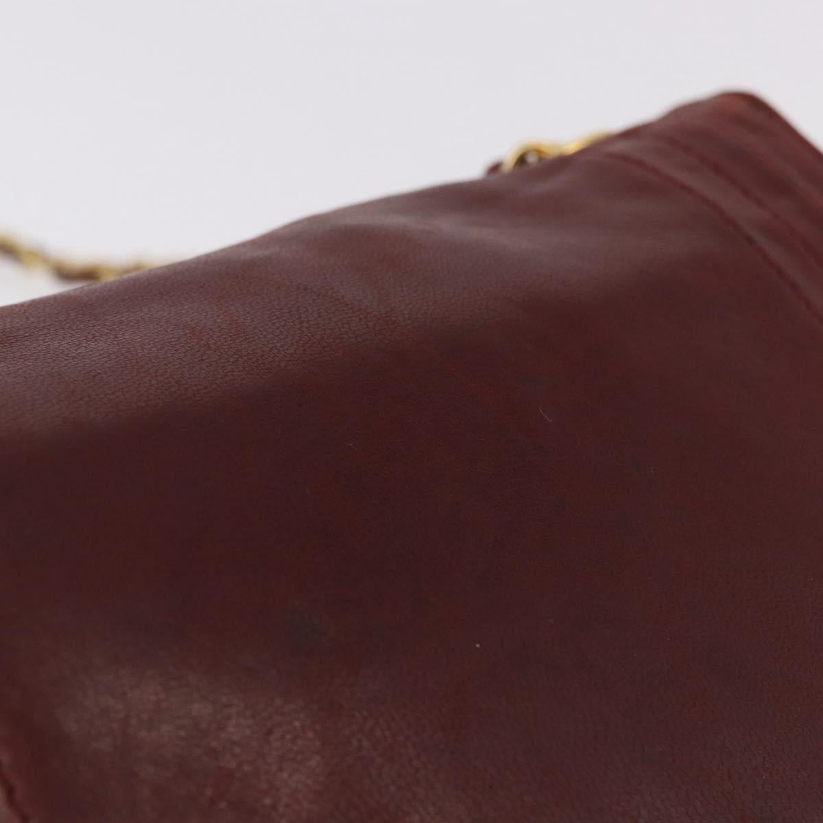 CHANEL Chain Shoulder Bag Lamb Skin Bordeaux Gold CC Auth 183375