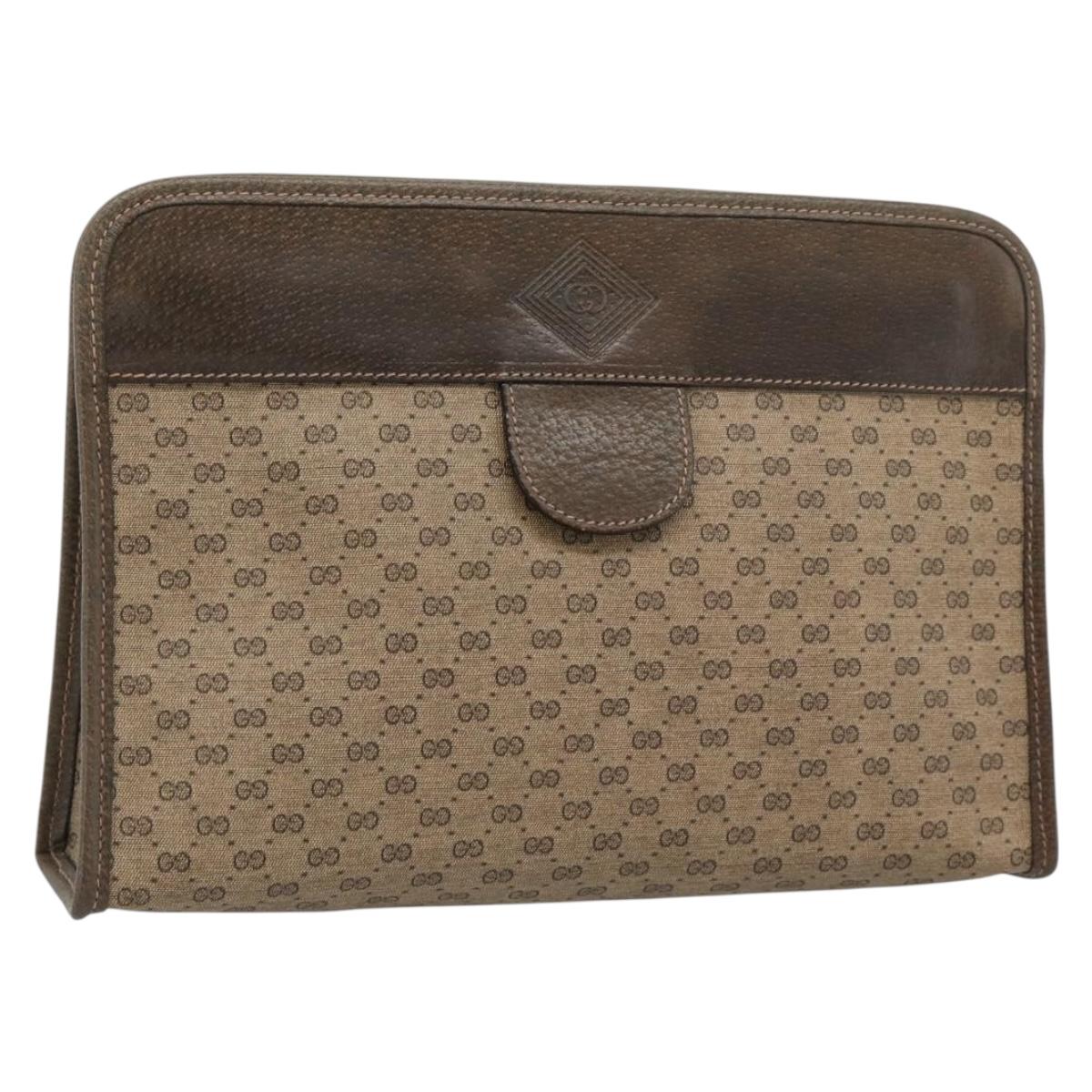GUCCI Micro GG Supreme Clutch Bag PVC Beige Gold 67 039 5466 Auth 183376