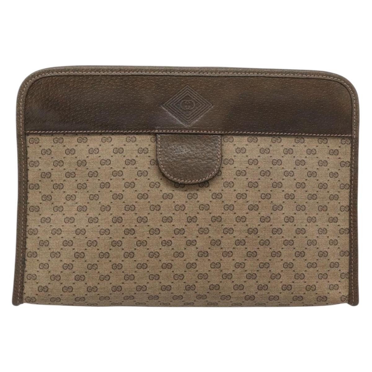 GUCCI Micro GG Supreme Clutch Bag PVC Beige Gold 67 039 5466 Auth 183376