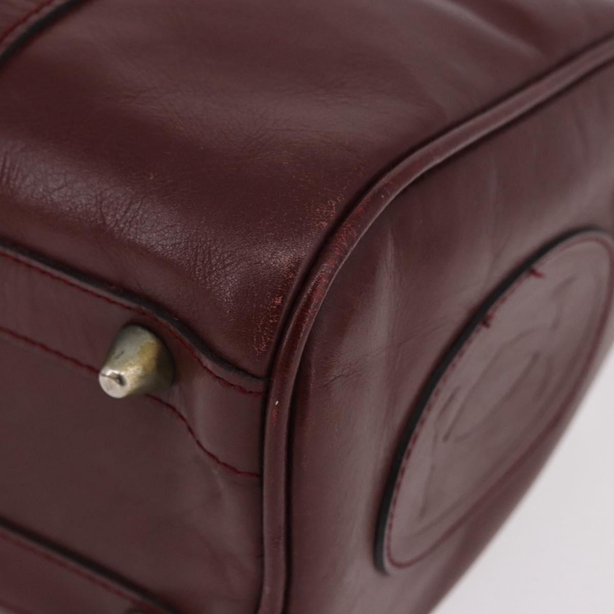CARTIER Must Line Hand Bag Leather Bordeaux Gold Auth 183377A
