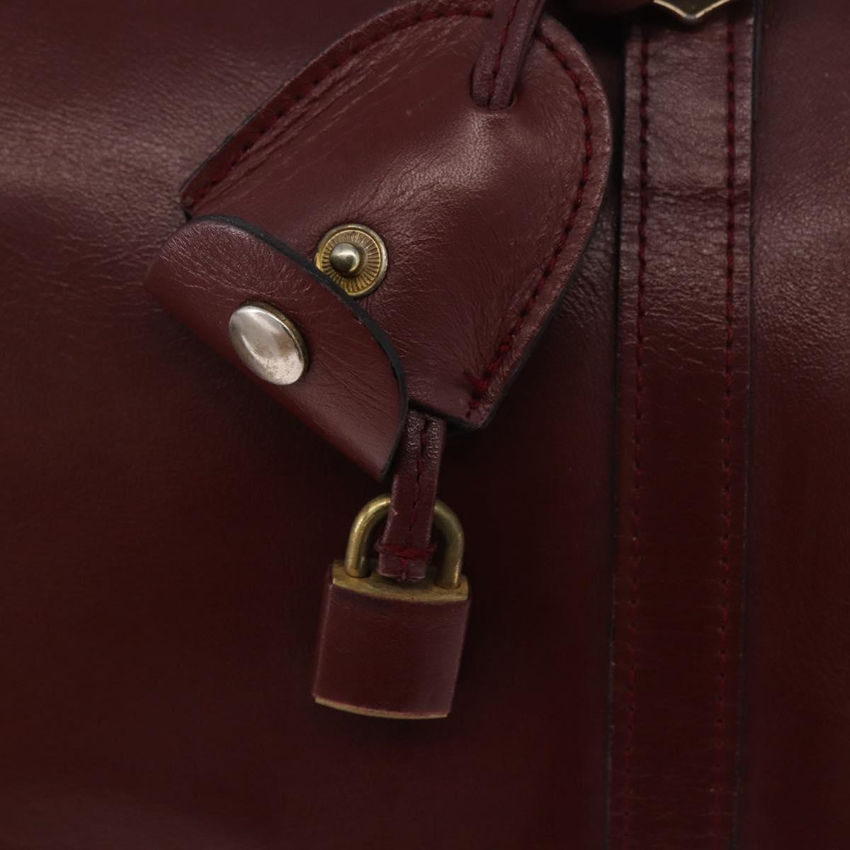 CARTIER Must Line Hand Bag Leather Bordeaux Gold Auth 183377A