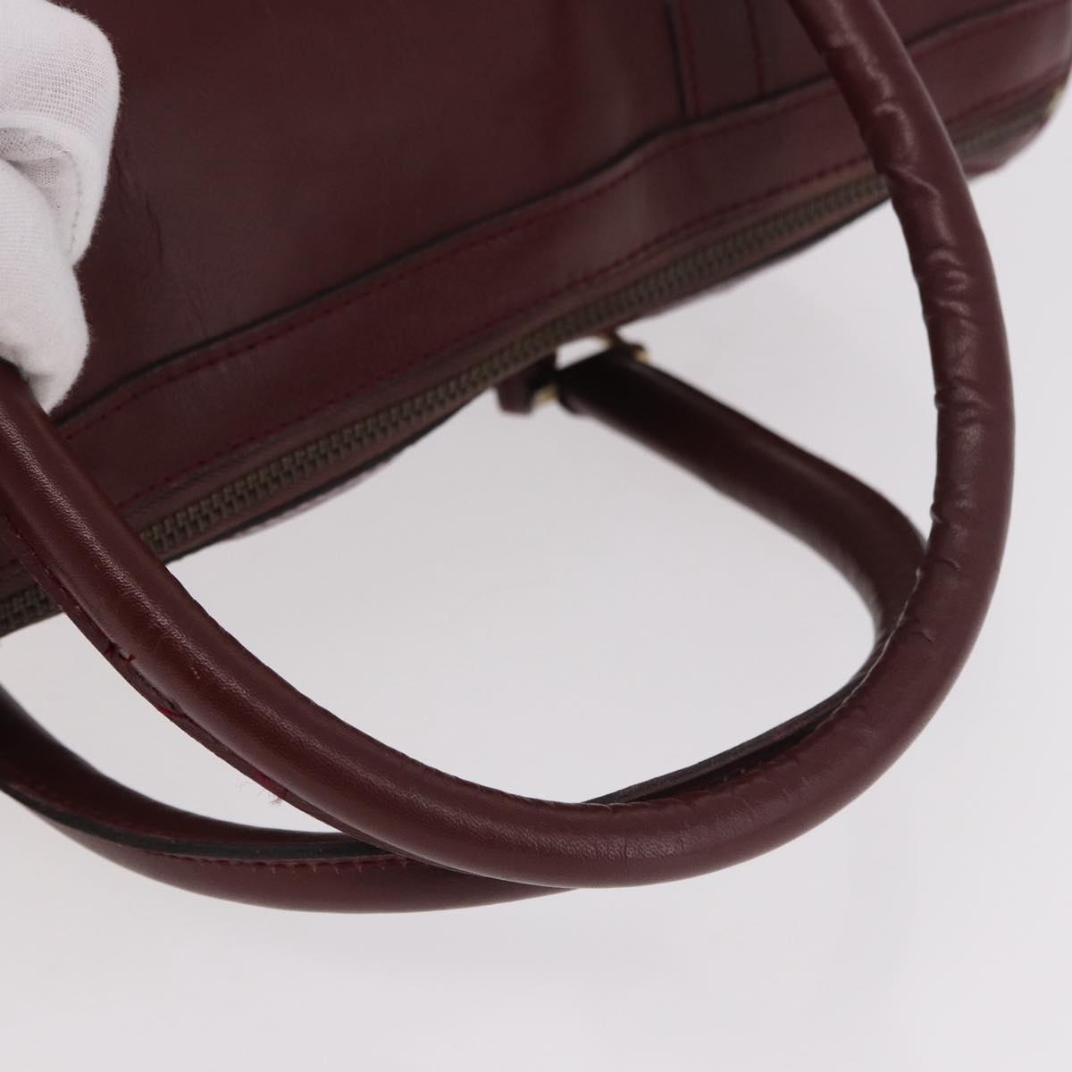 CARTIER Must Line Hand Bag Leather Bordeaux Gold Auth 183377A