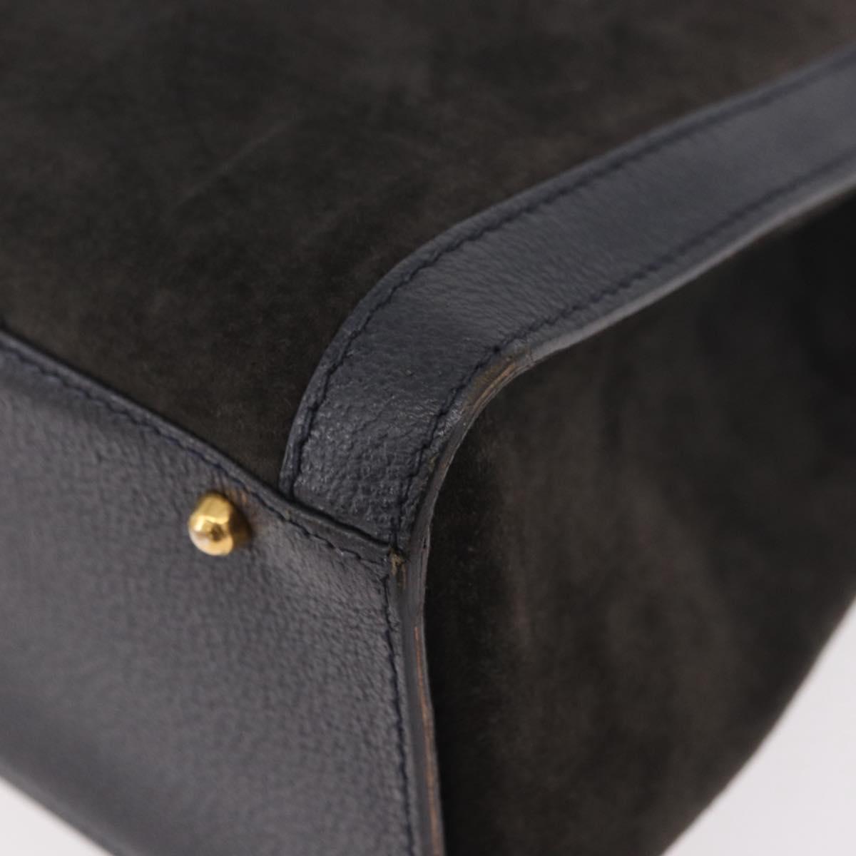 GUCCI Bamboo Tote Bag Suede Black Gold 002 2853 0260 0 Auth 183378