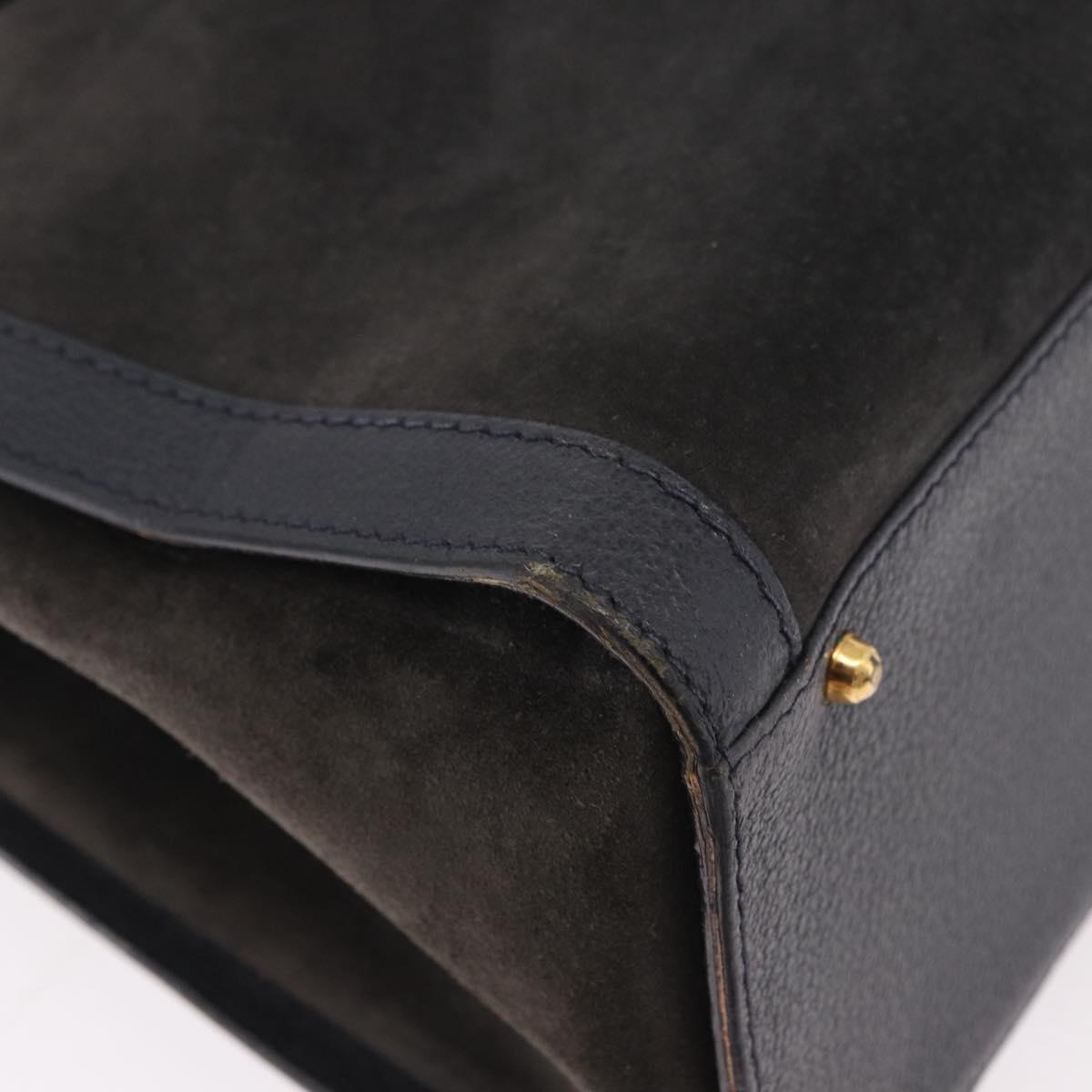 GUCCI Bamboo Tote Bag Suede Black Gold 002 2853 0260 0 Auth 183378
