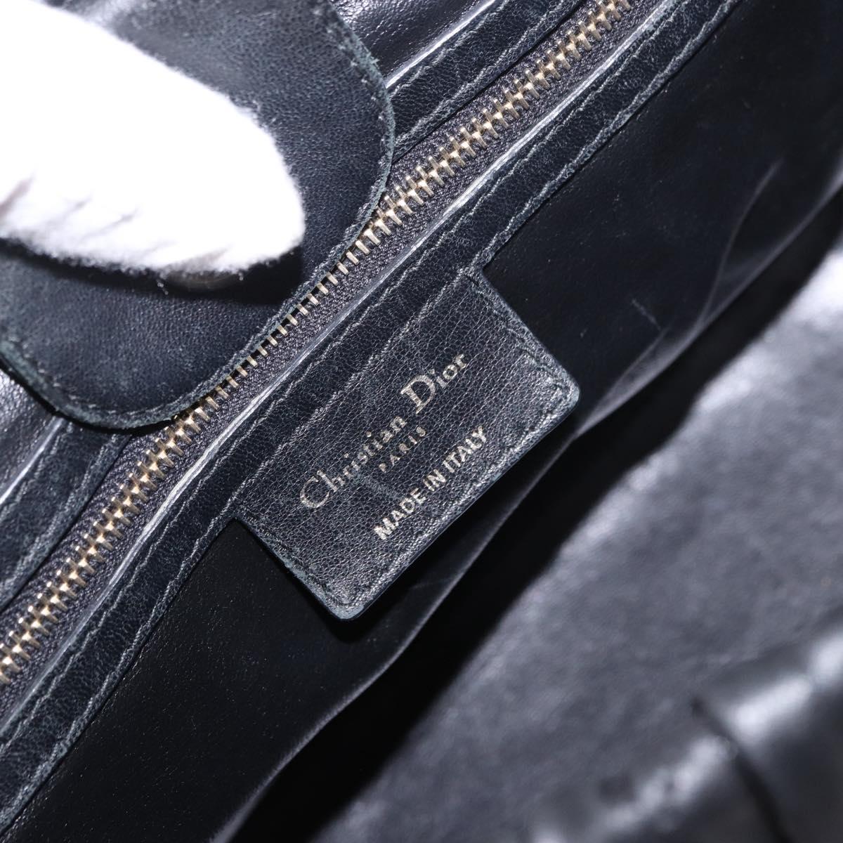 Christian Dior Lady Dior Hand Bag Leather 2way Black Gold Auth 183380