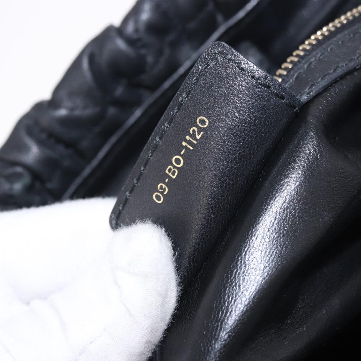 Christian Dior Lady Dior Hand Bag Leather 2way Black Gold Auth 183380