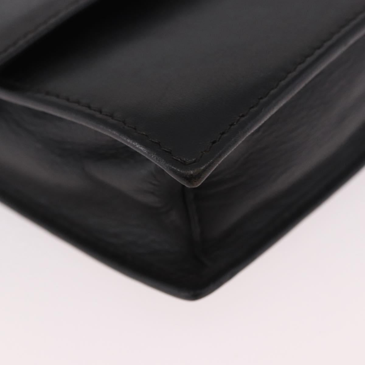 CELINE Hand Bag Leather Black Gold Auth 183388A