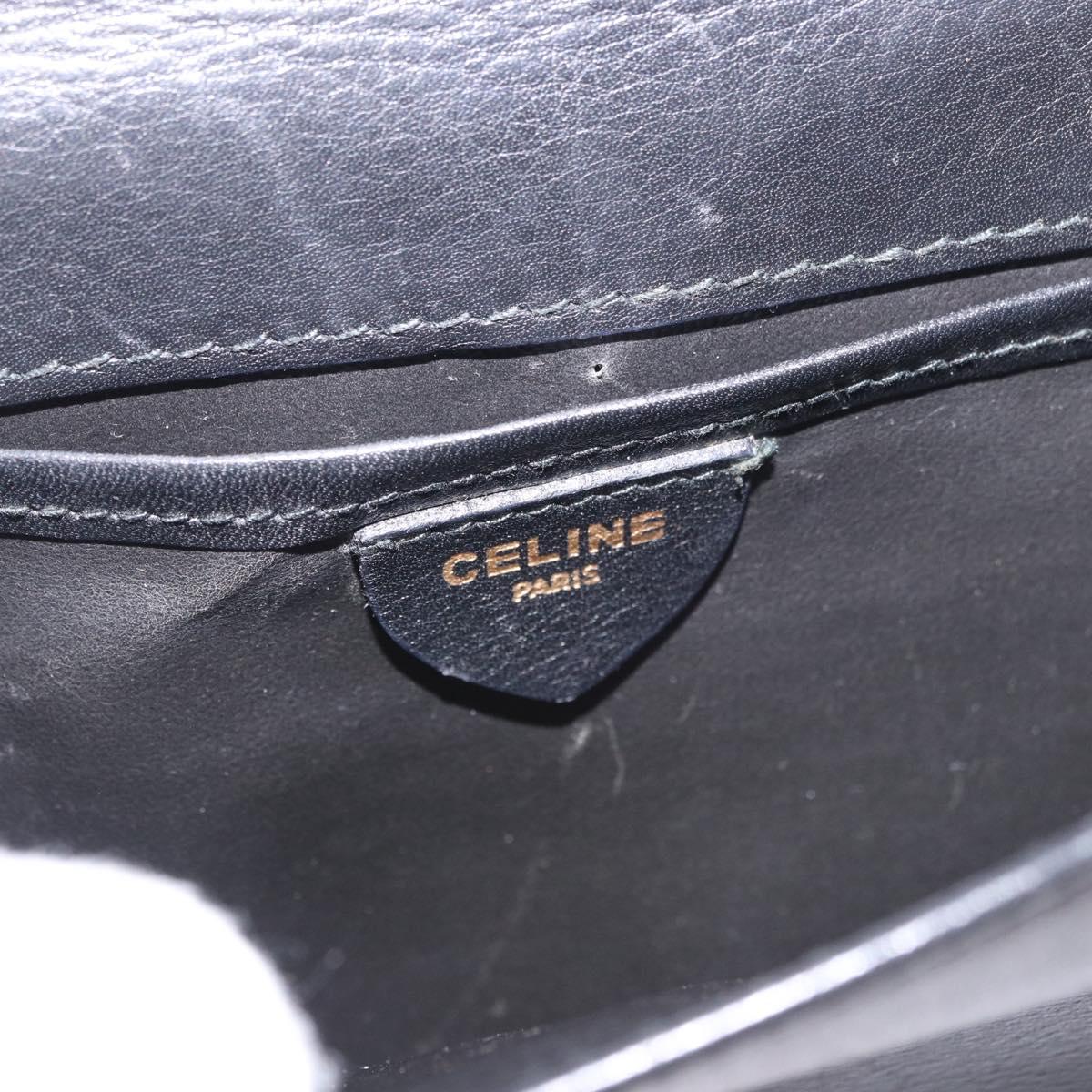 CELINE Hand Bag Leather Black Gold Auth 183388A