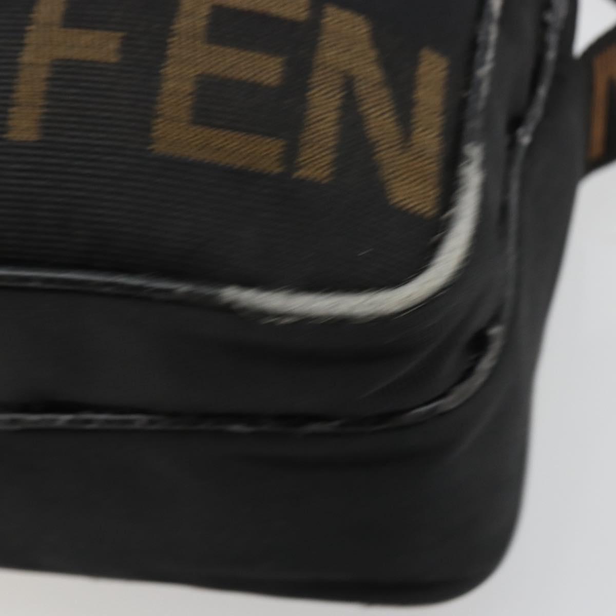 FENDI Shoulder Bag Canvas Black Gold Auth 183392