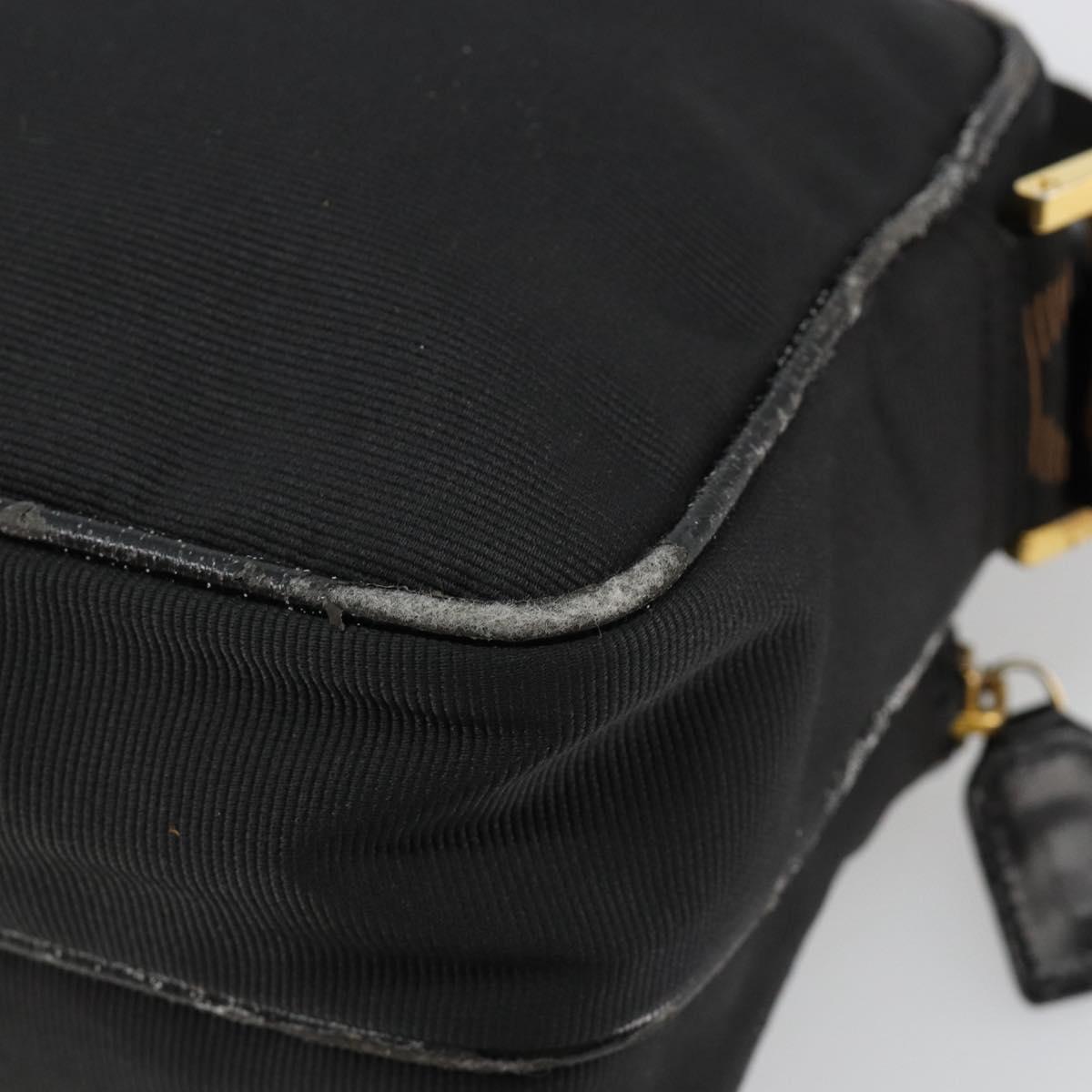 FENDI Shoulder Bag Canvas Black Gold Auth 183392