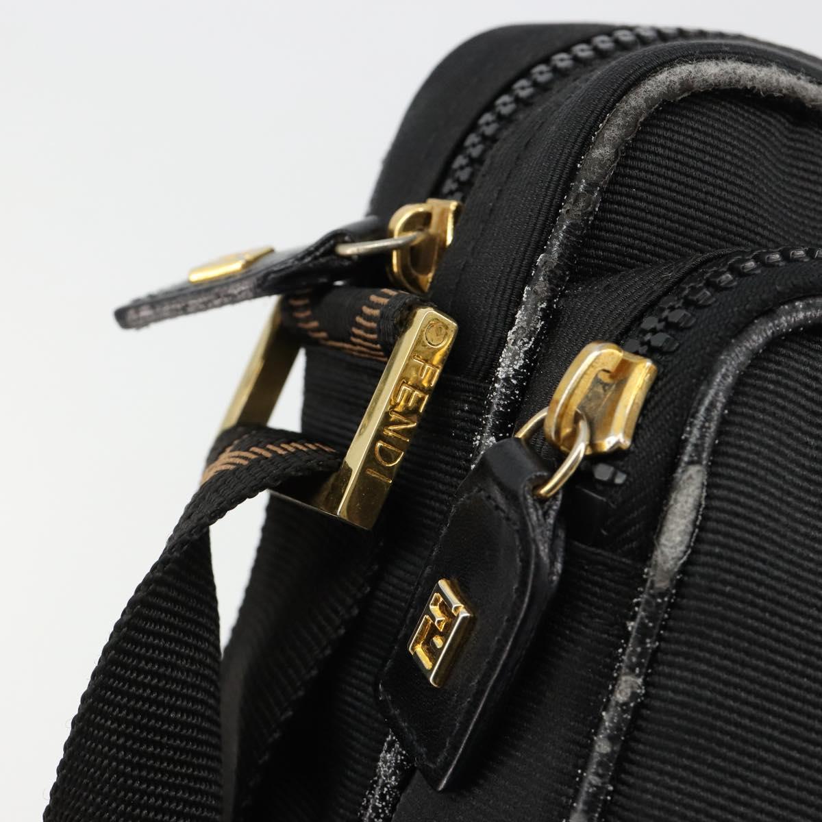 FENDI Shoulder Bag Canvas Black Gold Auth 183392