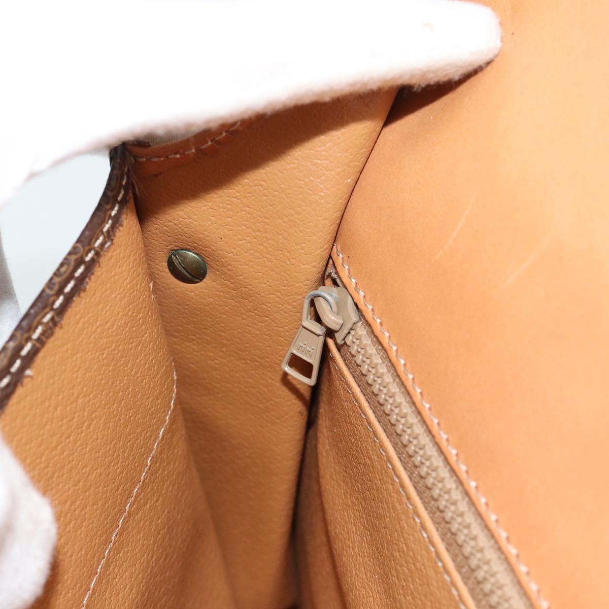 CELINE Macadam Canvas Clutch Bag PVC Leather Brown Gold Auth 183398A