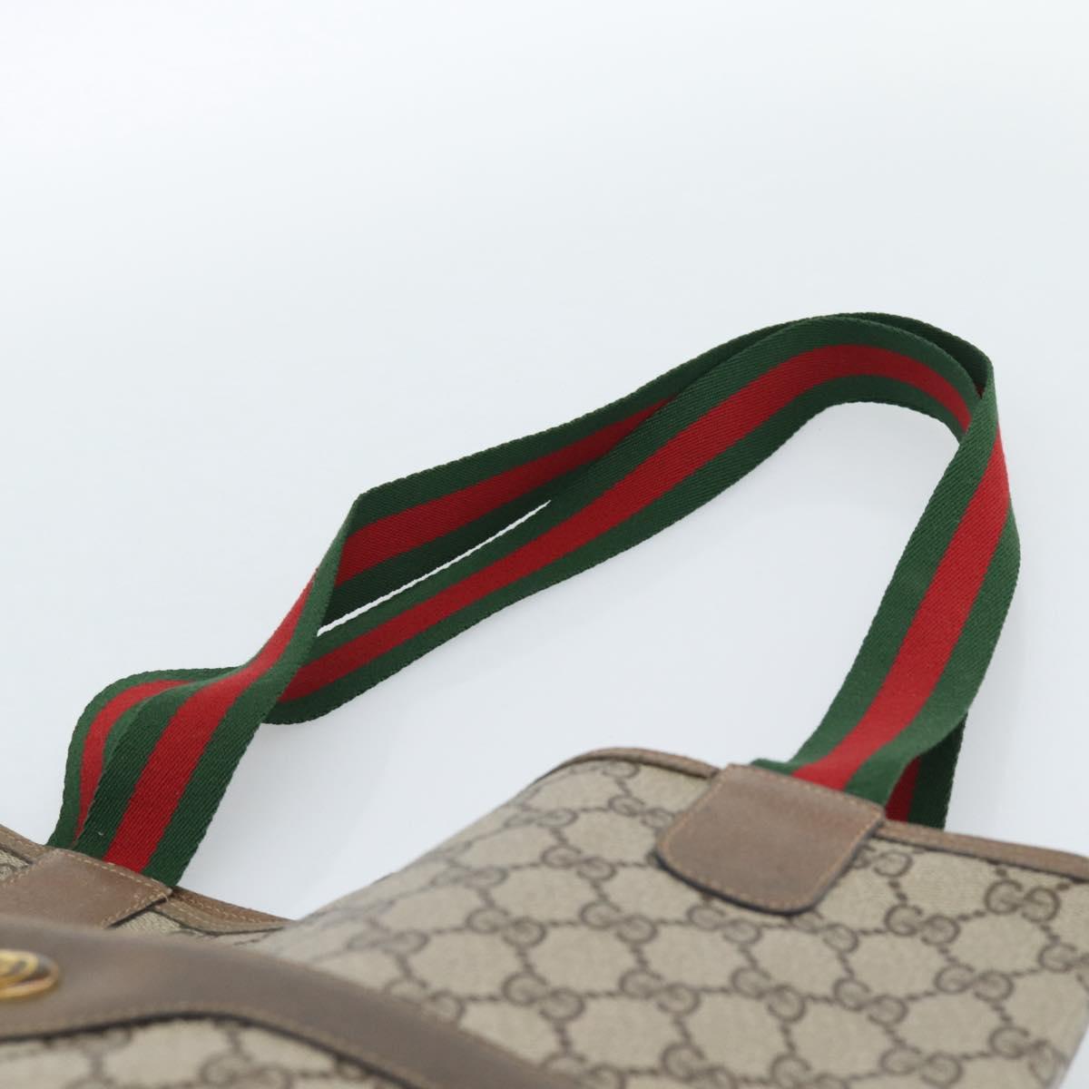 GUCCI GG Supreme Web Sherry Line Tote Bag PVC Beige Red 39 02 003 Auth 183400