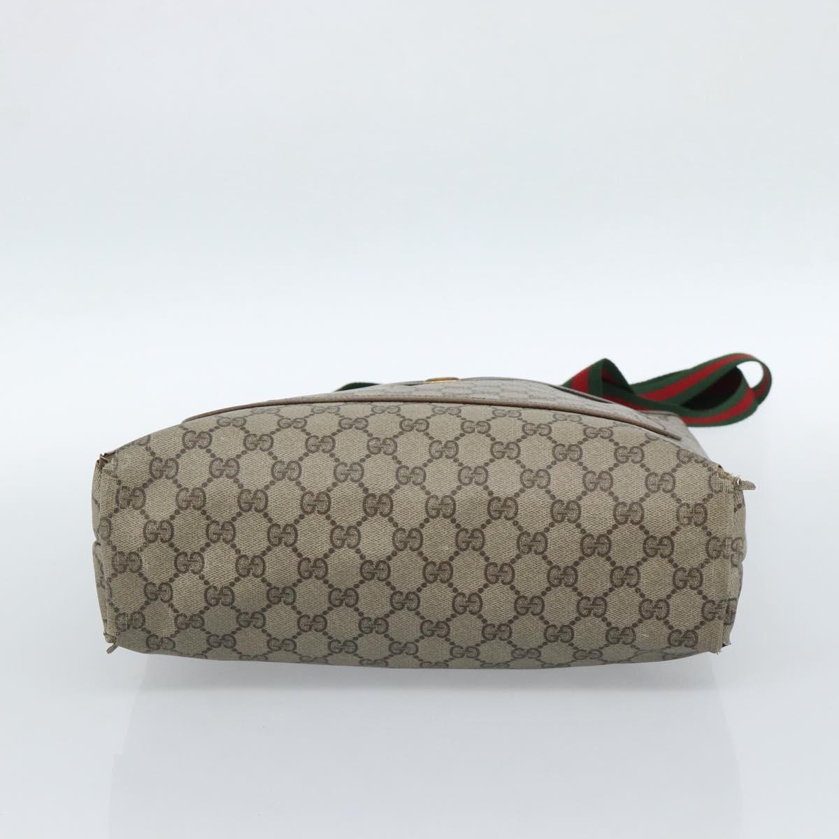 GUCCI GG Supreme Web Sherry Line Tote Bag PVC Beige Red 39 02 003 Auth 183400