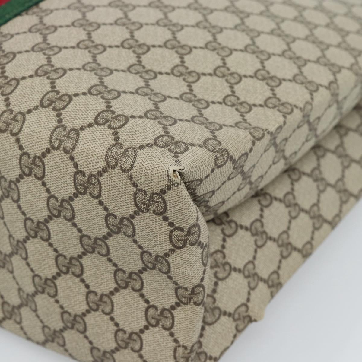 GUCCI GG Supreme Web Sherry Line Tote Bag PVC Beige Red Auth 183401