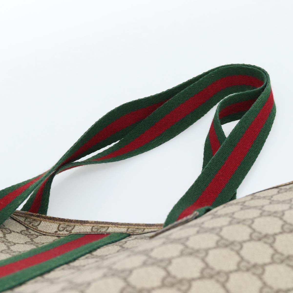 GUCCI GG Supreme Web Sherry Line Tote Bag PVC Beige Red Auth 183401