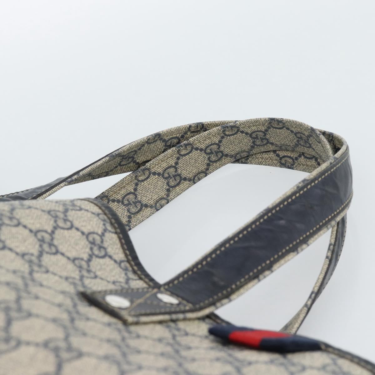GUCCI GG Supreme Sherry Line Tote Bag PVC Navy Red 211134 Auth 183402
