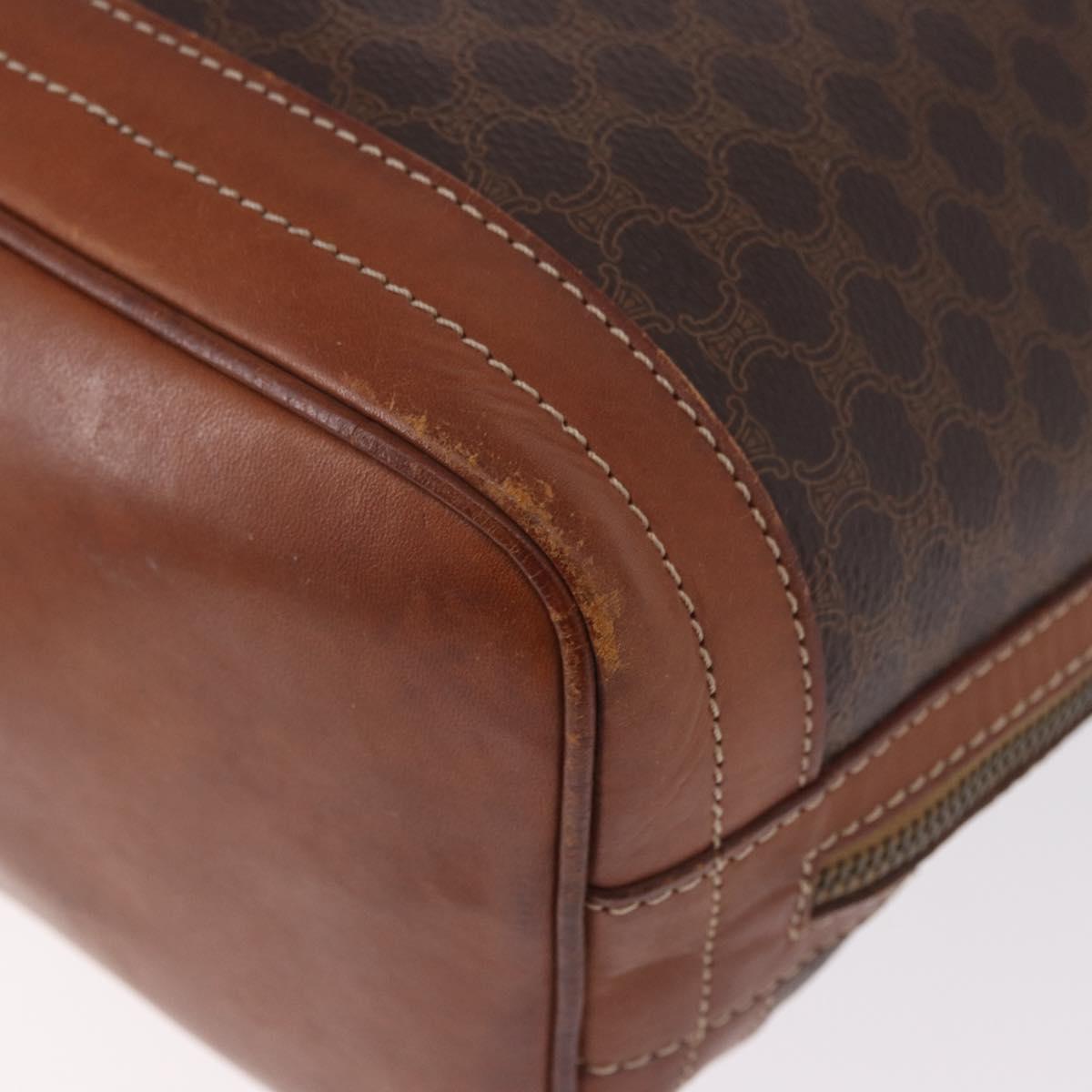 CELINE Macadam Canvas Purse Shoulder Bag PVC Leather Brown Gold Auth 183403