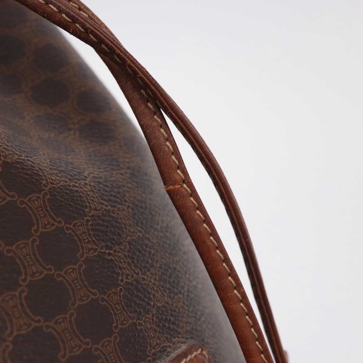CELINE Macadam Canvas Purse Shoulder Bag PVC Leather Brown Gold Auth 183403